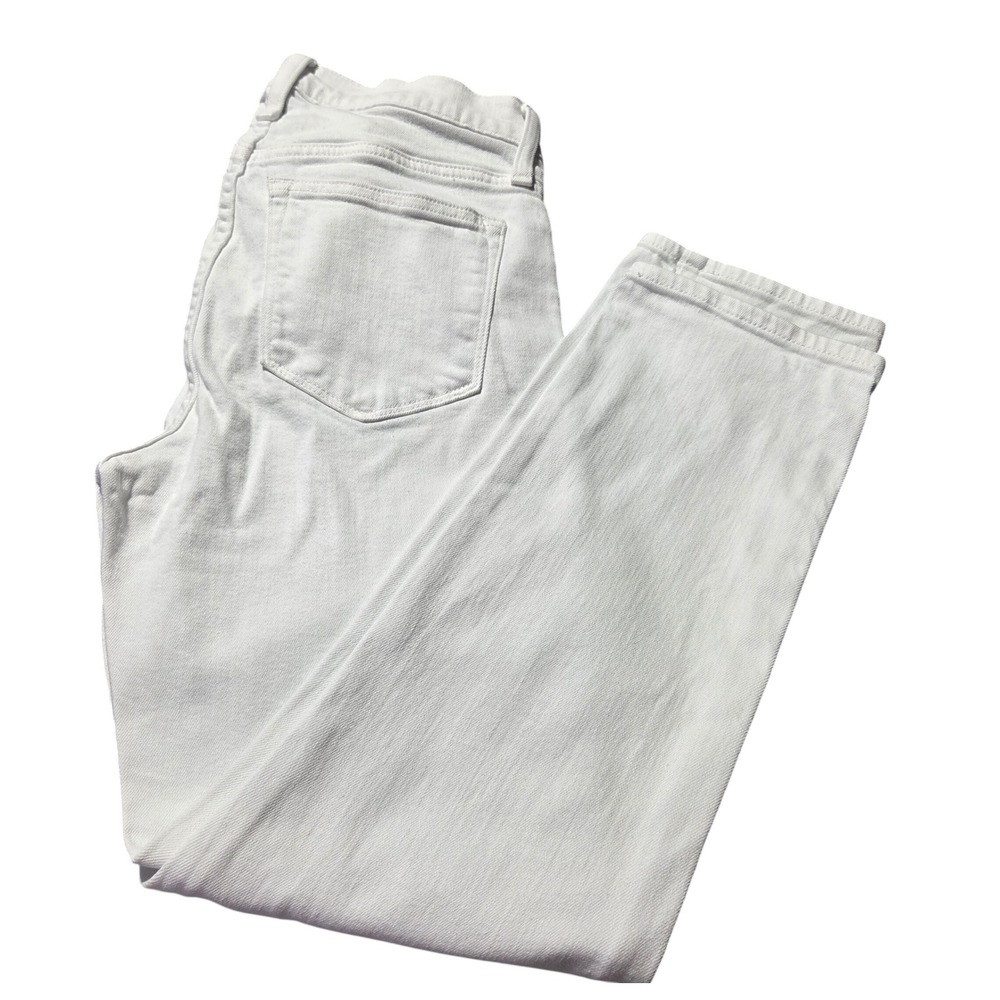 J.Crew Essential Straight Jeans White High Rise Button Fly Size 26 Womens